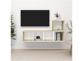vidaXL 2-delige Tv-meubelset spaanplaat wit en sonoma eikenk