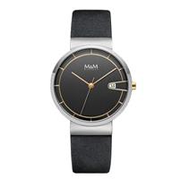 M&M Horloge met Zilverkleurige Coating en Goudkleurige Accen