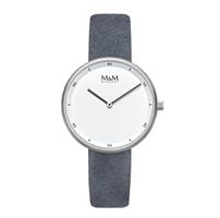 M&M Horloge met Zilverkleurige Kast en Donkergrijze Horlogeb