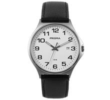 Zilverkleurig Heren Horloge met Zwart Lederen Horlogeband me