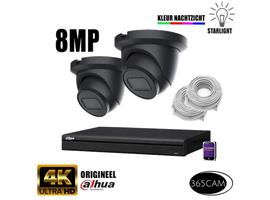 zwarte 4K bewakingscamera set met kleur nachtzicht