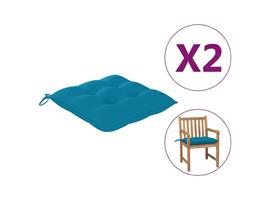 vidaXL Coussins de chaise 2 pcs Bleu clair 50x50x7 cm Tissu