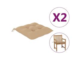 vidaXL Coussins de chaise 2 pcs Beige 50x50x7 cm Tissu