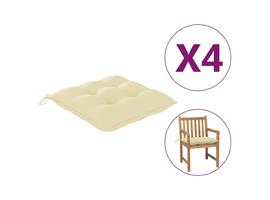 vidaXL Coussins de chaise 4 pcs Blanc crème 50x50x7 cm Tissu