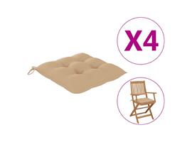 vidaXL Coussins de chaise 4 pcs Beige 40x40x7 cm Tissu