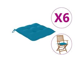 vidaXL Coussins de chaise 6 pcs Bleu clair 40x40x7 cm Tissu
