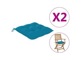vidaXL Coussins de chaise 2 pcs Bleu clair 40x40x7 cm Tissu