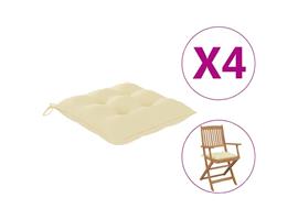 vidaXL Coussins de chaise 4 pcs Blanc crème 40x40x7 cm Tissu