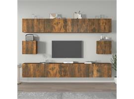 vidaXL 6-delige Tv-meubelset bewerkt hout gerookt eikenkleur