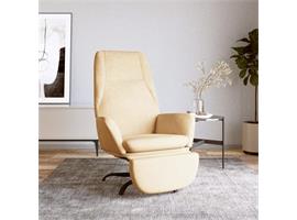 vidaXL Chaise de relaxation avec repose-pied Blanc crème Vel