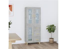 vidaXL Buffet haut Gris béton 69,5x34x180 cm Bois dingénier