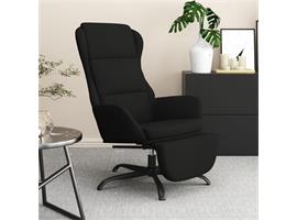 vidaXL Chaise de relaxation avec repose-pied Noir Tissu micr