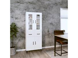 vidaXL Buffet haut Blanc brillant 69,5x34x180 cm Bois dingé