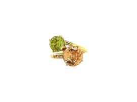 Gouden ring met zirkonia en diamant 18 krt