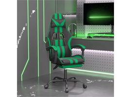 vidaXL Chaise de jeu avec repose-pied Noir et vert Similicui