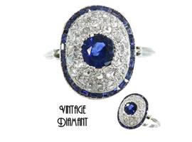 Vintage diamanten verlovingsring met saffier