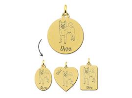 Gepersonaliseerde Akita Hond Hanger van Goud + Naam