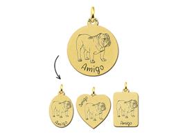 Gouden Honden Hanger Engelse Bulldog + Naam Graveren