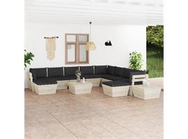 vidaXL Salon de jardin palette 12 pcs avec coussins Épicéa i