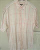 Vintage Wit Overhemd met Roze Ruiten - Large