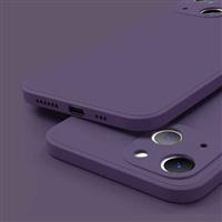 iPhone SE (2020) Square Silicone Hoesje - Zachte Matte Case Liquid Cover Paars