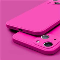 iPhone 14 Square Silicone Hoesje - Zachte Matte Case Liquid Cover Roze