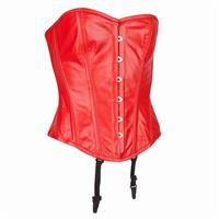 Echt leren corset model 10 rood in xs t/m 6xl
