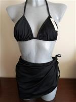 Zwarte 3-Delige Bikini met Pareo en String M/L/XL