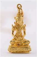 Gouden massieve boeddha hanger aan gouden collier