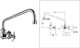 Kraan - alleen koud water - haaks - muurmontage - T&amp;amp;S - EB-0211