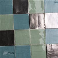 Platinum Metallic groen en blauw mix handvorm tegels 13x13