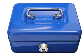 Geldkist - Blauw - sleutel slot - Kassa - 20 x 16 x 9cm