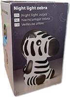 Zebra nachtlamp - 13 x 10.5 x 8 cm - Werkt op batterijen