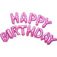Happy Birthday Folieballon Slinger - Roze
