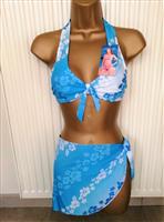 Bikini met Pareo in Blauwe Tinten L/XL