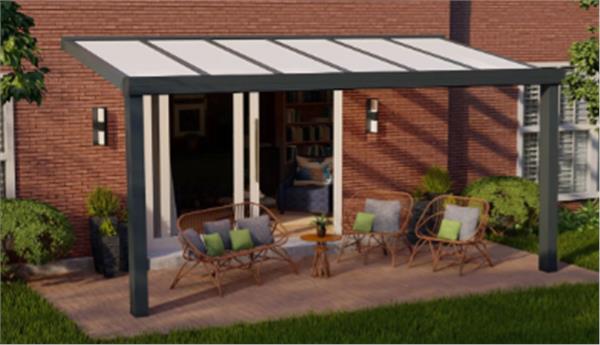 Grote foto aluminium overkapping 606 x 250cm polycarbonaat tuin en terras veranda en overkappingen