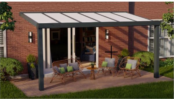 Grote foto aluminium overkapping 606 x 350cm polycarbonaat tuin en terras veranda en overkappingen