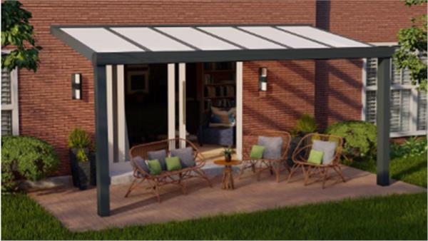 Grote foto aluminium overkapping 606 x 400cm polycarbonaat tuin en terras veranda en overkappingen