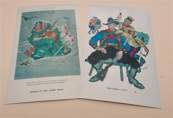 Grote foto 6 anti nazi karikatuur postkaarten arthur szyk verzamelen militaria tweede wereldoorlog