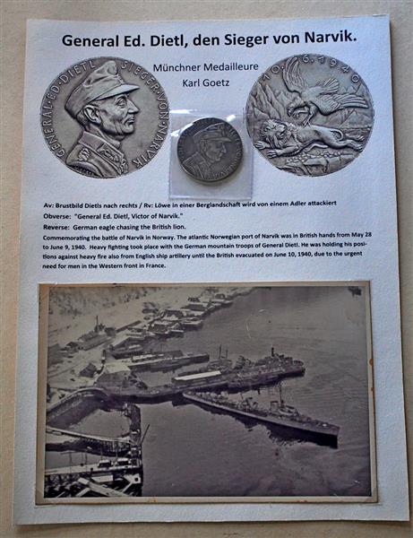 Grote foto dietl sieger von narvik 1940 medaille foto s verzamelen militaria tweede wereldoorlog