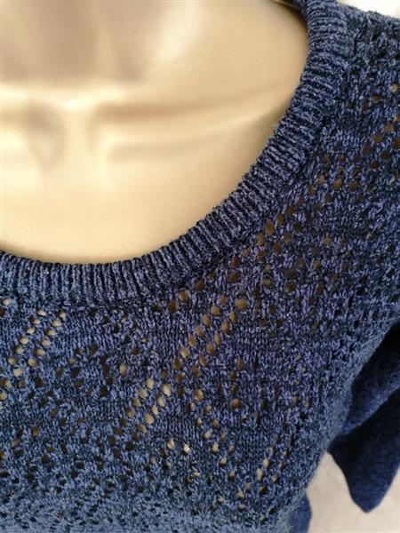 Grote foto prachtig vintage koningsblauw ajour truitje kleding dames truien en vesten