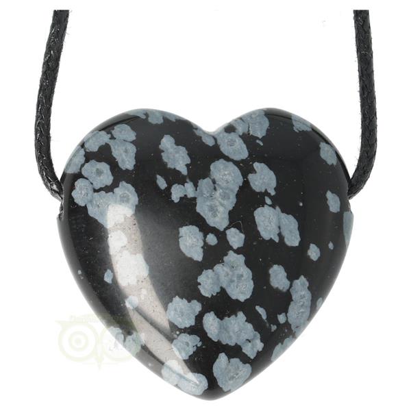 Grote foto sneeuwvlok obsidiaan doorboorde hart hanger 3 cm nr 10 verzamelen overige verzamelingen