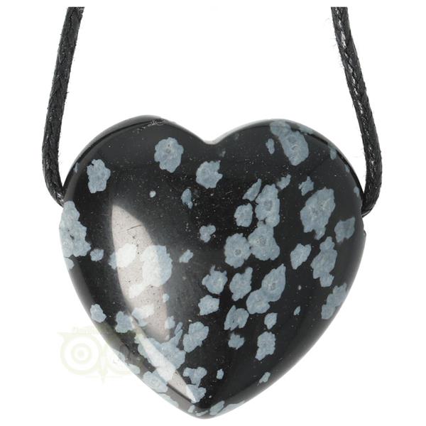 Grote foto sneeuwvlok obsidiaan doorboorde hart hanger 3 cm nr 10 verzamelen overige verzamelingen
