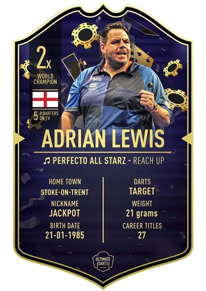 Grote foto ultimate card adrian lewis 37x25 cm ultimate card adrian lewis 37x25 cm sport en fitness darts