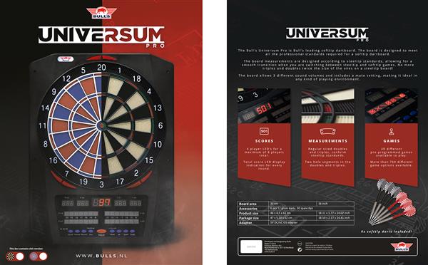 Grote foto bull universum pro electronic dartboard bull universum pro softtip board blue red sport en fitness darts