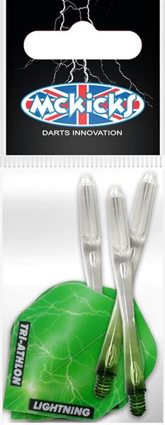 Grote foto mckicks thunder lightning green flight shaft set mckicks thunder lightning green flight shaft se sport en fitness darts