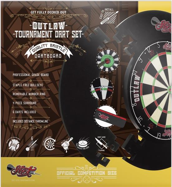 Grote foto shot outlaw tournament dartboard set shot outlaw tournament dartboard set sport en fitness darts