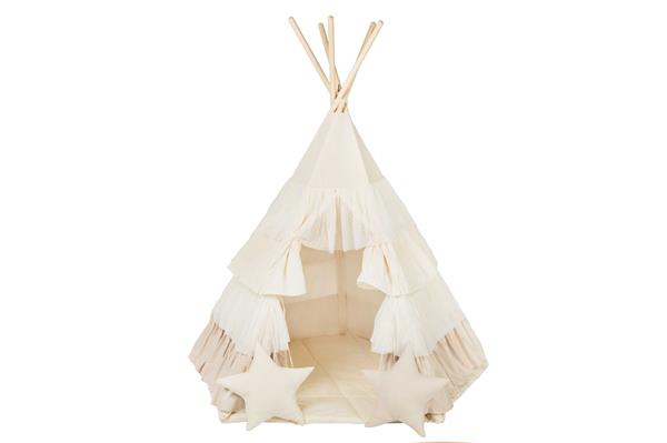 Grote foto tipi tent met ruches happy frills incl mat en 2 kussens tipi speelmat 2 kussens kinderen en baby overige