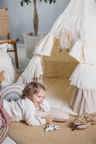 Grote foto tipi tent met ruches happy frills incl mat en 2 kussens tipi speelmat 2 kussens kinderen en baby overige