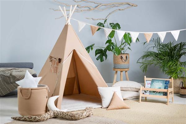 Grote foto tipi tent caramel xxl set met accessoires caramel xxl set tipi speelmat 4kussens speelgoedmand kinderen en baby overige